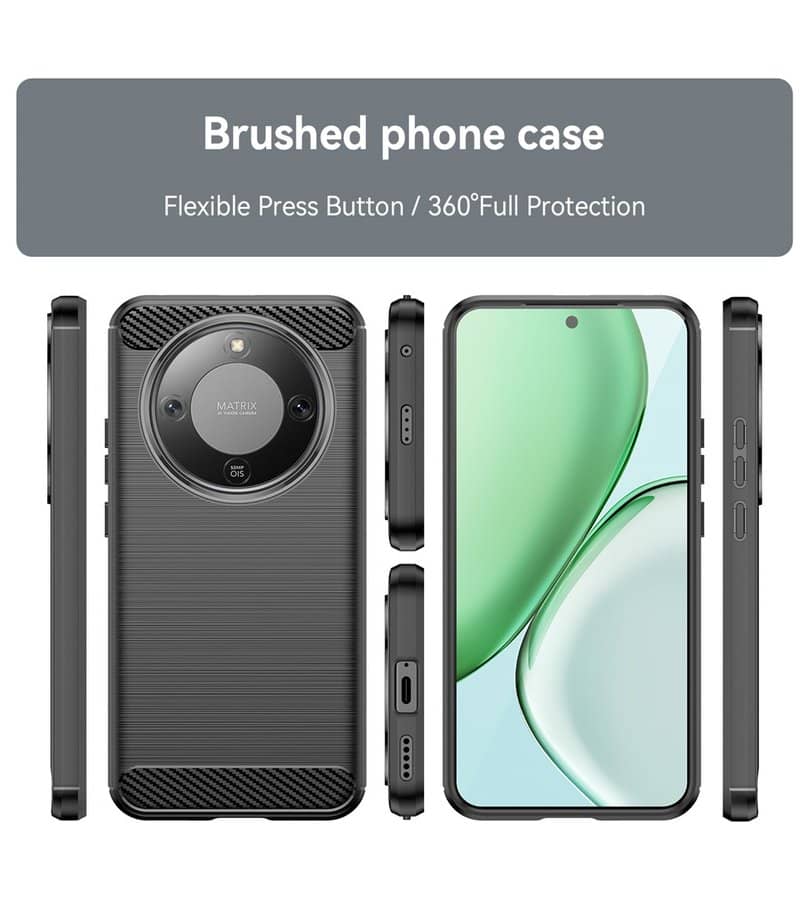 Противоударен Калъф за Honor Magic 8 Lite, Premium Carbon Case, Черен (3)