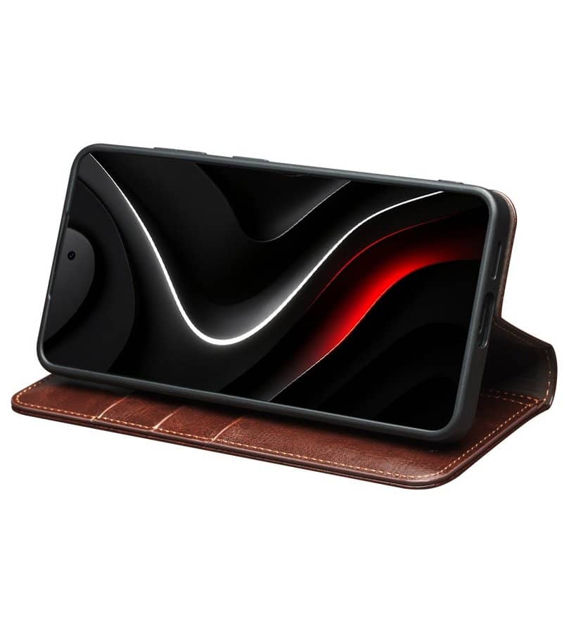Кожен Калъф за Samsung S26, Qialino Book Case, Кафяв (2)