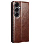 Кожен Калъф за Samsung S26 Plus, Qialino Book Case, Кафяв (4)