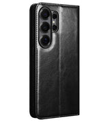 Кожен Калъф за Samsung S26 Ultra, Qialino Book Case, Черен (4)