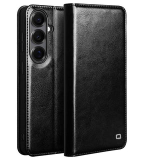 Кожен Калъф за Samsung S26 Plus, Qialino Book Case, Черен