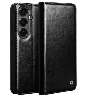 Кожен Калъф за Samsung S26, Qialino Book Case, Черен