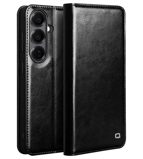 Кожен Калъф за Samsung S26, Qialino Book Case, Черен