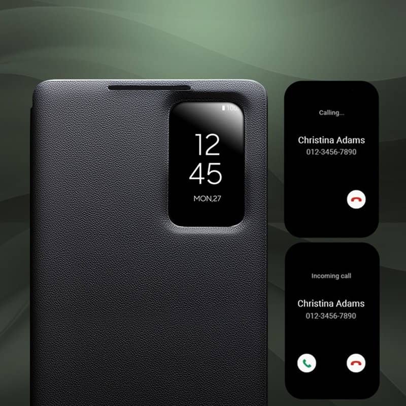 Активен Кожен Калъф за Samsung S26 Ultra, Qialino Smart View Book Case, Кафяв (5)