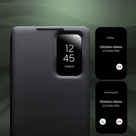 Активен Кожен Калъф за Samsung S26 Ultra, Qialino Smart View Book Case, Кафяв (5)