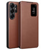 Активен Кожен Калъф за Samsung S26 Ultra, Qialino Smart View Book Case, Кафяв