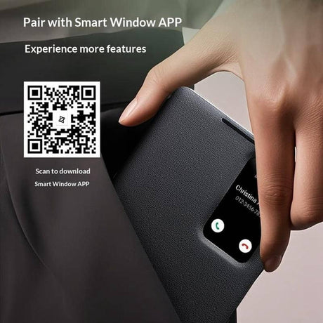 Активен Кожен Калъф за Samsung S26 Ultra, Qialino Smart View Book Case, Кафяв (4)