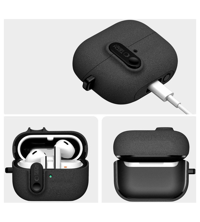 Силиконов Калъф за Samsung Galaxy Buds 3 Pro/ 3 FE/ 3, Tech-Protect Slim Hook Case, Черен (3)