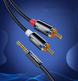 Аудио Кабел, Ugreen AV116 Jack 3.5mm към 2 x RCA 5m, Черен (2)