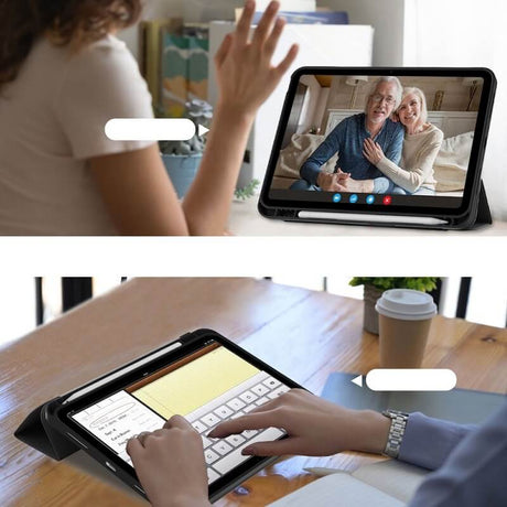 Защитен Калъф за Калъф за iPad 11th 2025 A16/ 10th 2022, Tech-Protect Trifold Slim Pen Case, Черен (4)
