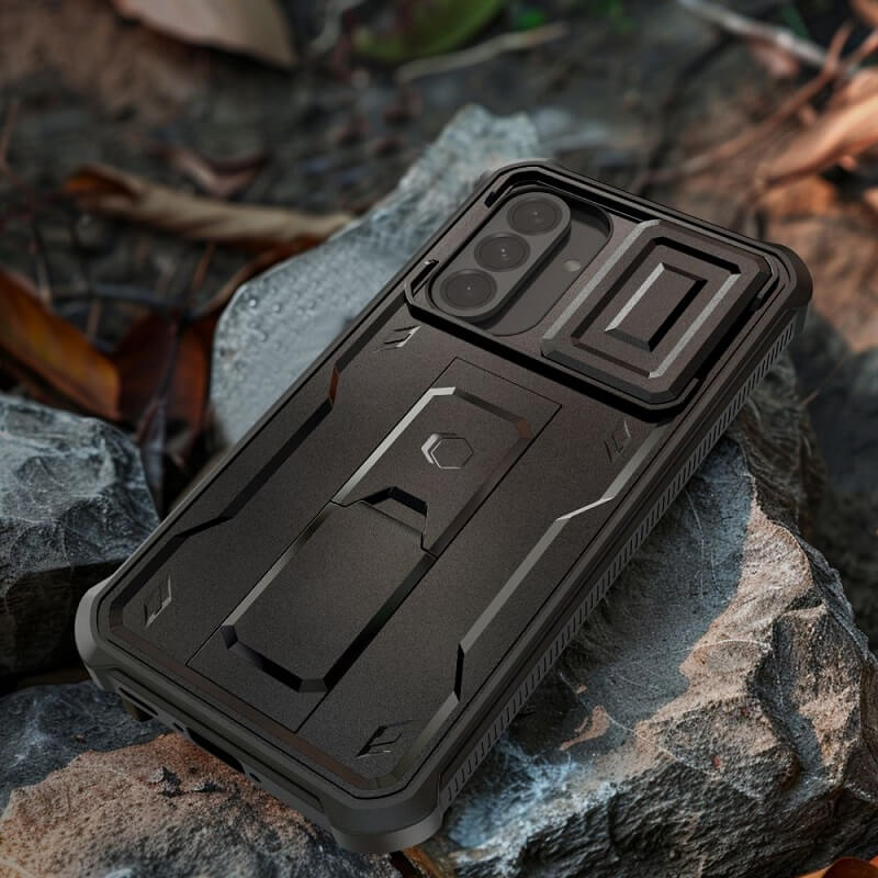 Противоударен Калъф с Плъзгач за Камера за Samsung A36, Tech-Protect Kevlar Cam Plus Case, Черен (5)