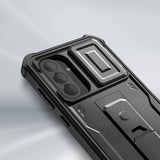 Противоударен Калъф с Плъзгач за Камера за Samsung A36, Tech-Protect Kevlar Cam Plus Case, Черен (2)
