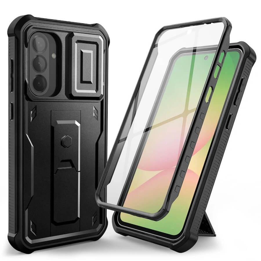 Противоударен Калъф с Плъзгач за Камера за Samsung A36, Tech-Protect Kevlar Cam Plus Case, Черен