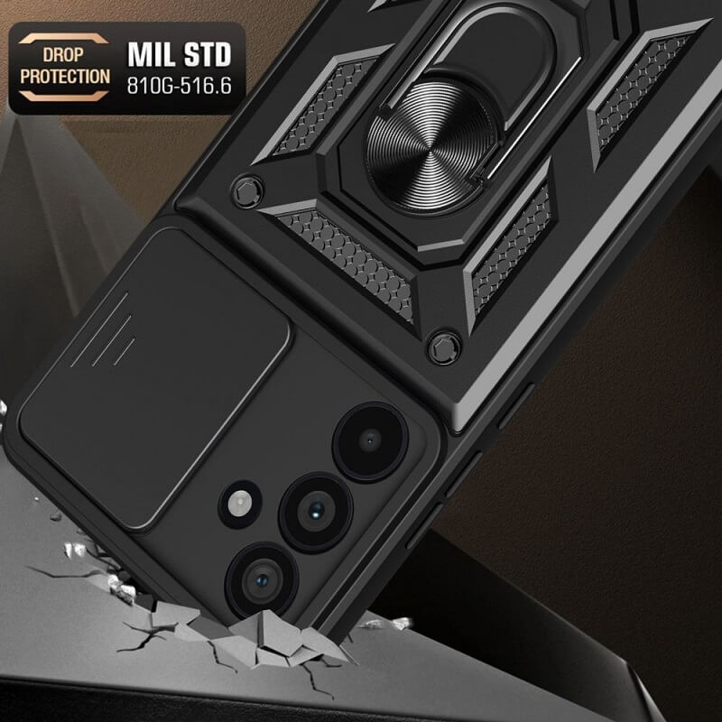 Калъф с Предпазител за Камера и Стойка за Samsung A56, Tech-Protect CamShield Pro Case, Черен (3)