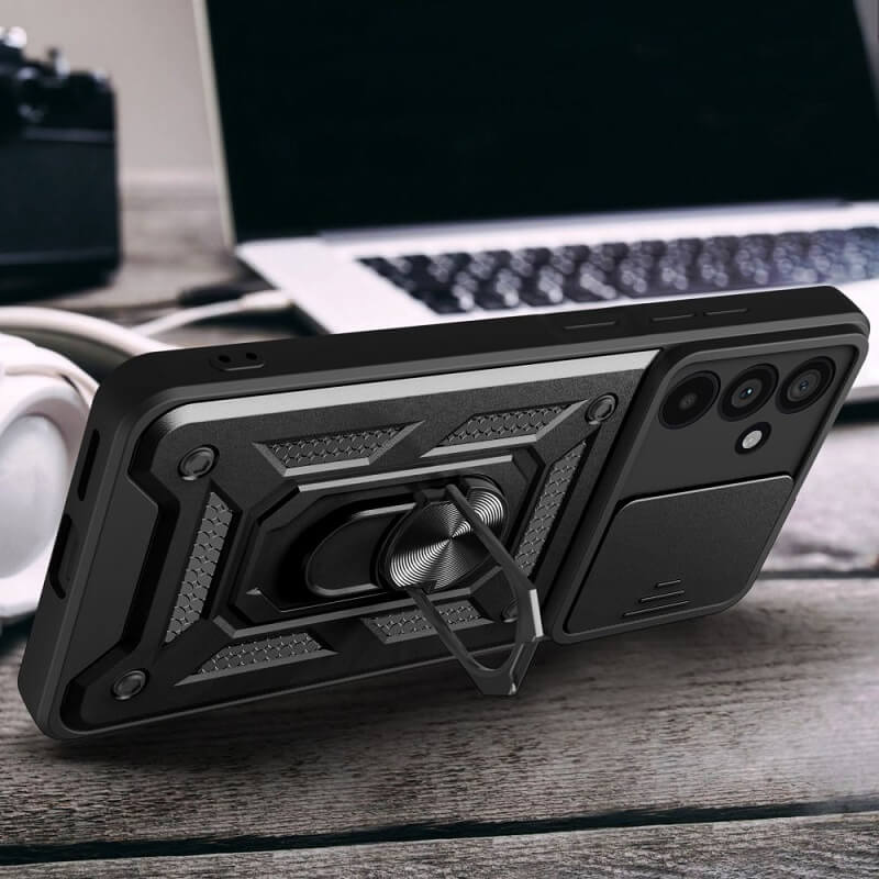 Калъф с Предпазител за Камера и Стойка за Samsung A56, Tech-Protect CamShield Pro Case, Черен (6)