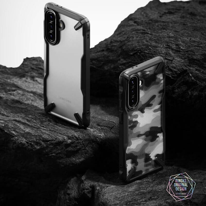 Противоударен Хибриден Калъф за Samsung A56, Ringke Fusion X Camouflage Case, Черен (4)