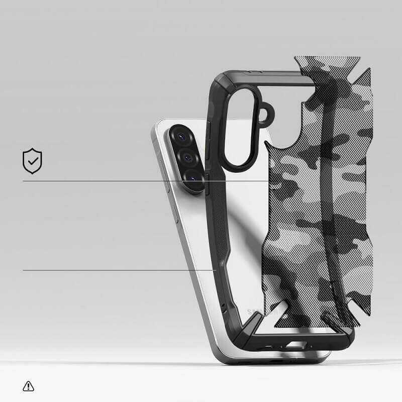 Противоударен Хибриден Калъф за Samsung A36, Ringke Fusion X Camouflage Case, Черен (6)
