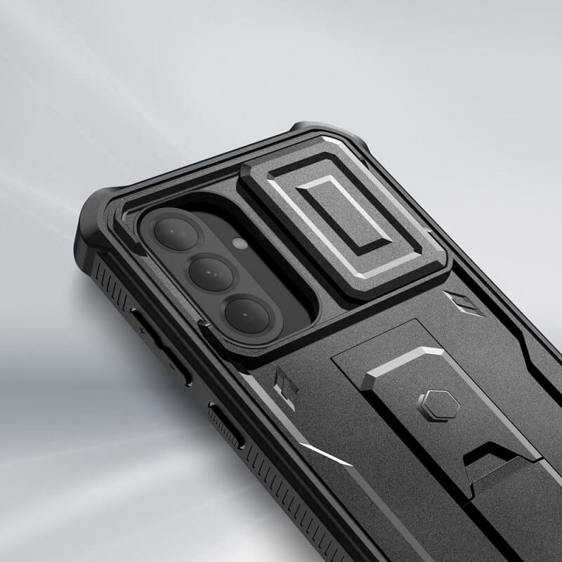 Противоударен Калъф с Плъзгач за Камера за Samsung A56, Tech-Protect Kevlar Cam Plus Case, Черен (2)