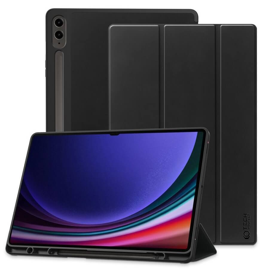 Защитен Калъф за Samsung Tab S9 FE Plus 12.4", Tech-Protect Trifold Slim Case, Черен