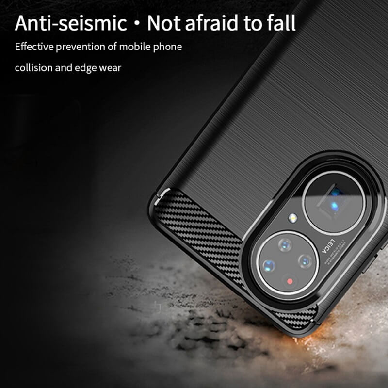 Противоударен Калъф за Huawei P50 Pro, Premium Carbon Case, Черен (5)