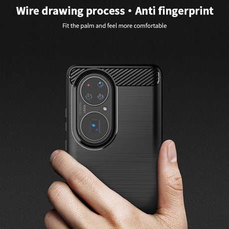 Противоударен Калъф за Huawei P50 Pro, Premium Carbon Case, Черен (7)