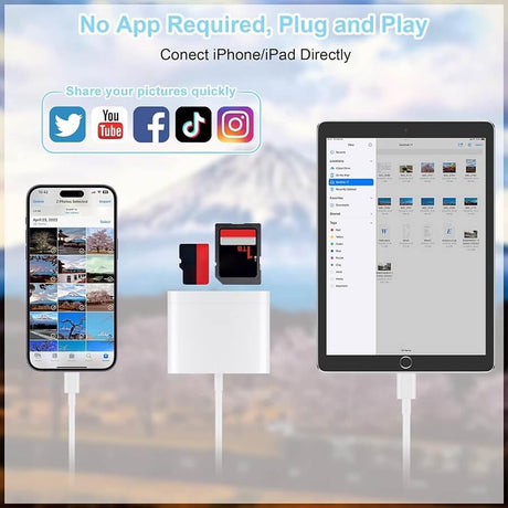 USB и Card Reader за iPhone/iPad (Lightning), Бял (5)