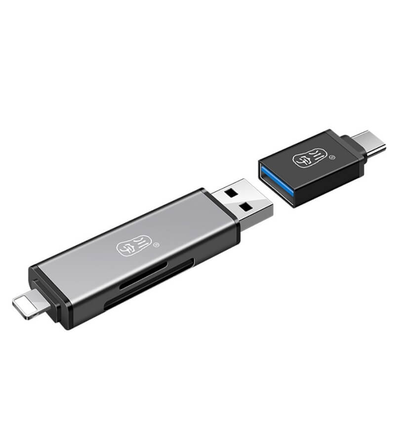 USB и Card Reader за iPhone/iPad/Mac (Lightning), Сив