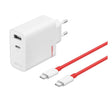 Оригинално Зарядно с Кабел, OnePlus SuperVooc 80W Dual Ports GaN Power Adapter Kit Charger, Бял