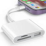 USB и Card Reader за iPhone/iPad (Lightning), Бял