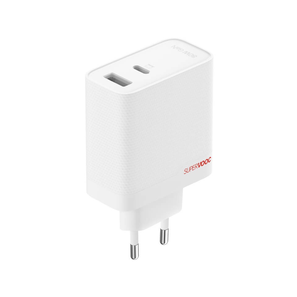 Оригинално Зарядно с Кабел, OnePlus SuperVooc 80W Dual Ports GaN Power Adapter Kit Charger, Бял (3)