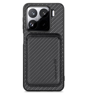 Калъф с Място за Карти за Xiaomi 15 Pro, Carbon Magsafe Wallet Case, Черен