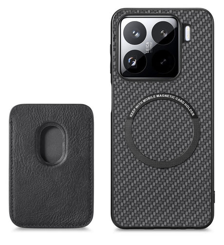 Калъф с Място за Карти за Xiaomi 15 Pro, Carbon Magsafe Wallet Case, Черен (2)