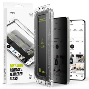 Затъмняващ Протектор за Samsung S25, Ringke Privacy Easy Slide Glass 2бр., Черен