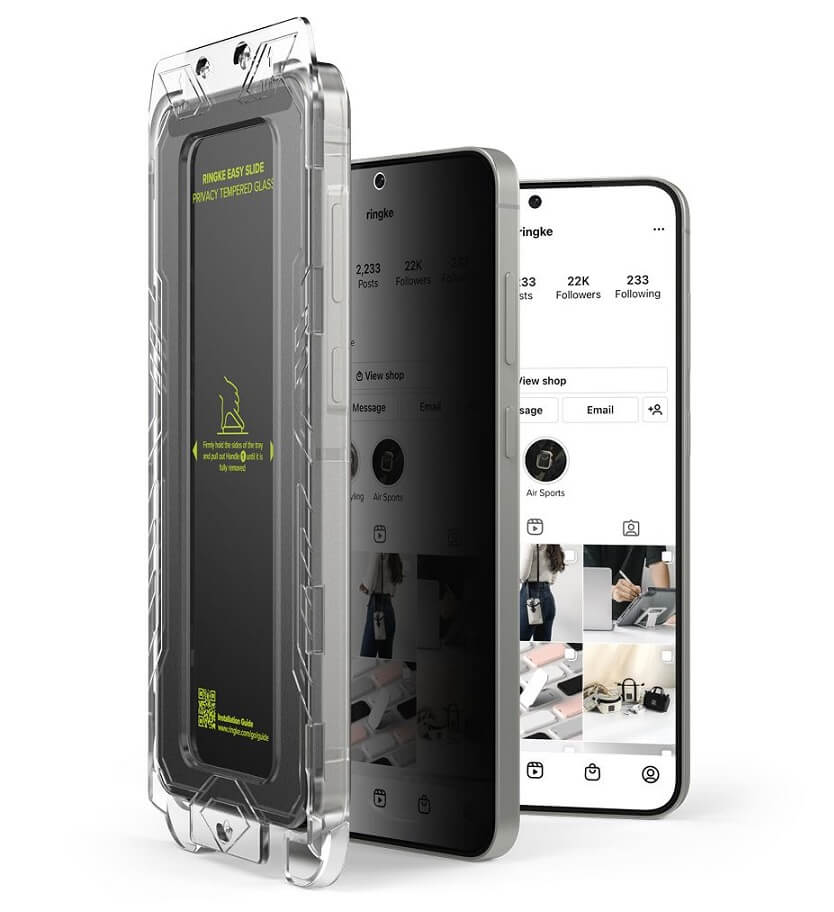Затъмняващ Протектор за Samsung S25, Ringke Privacy Easy Slide Glass 2бр., Черен (2)