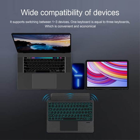 Калъф с Клавиатура за Xiaomi Redmi Pad 1/2 Pro 12.1, Keyboard Leather Case, Черен (7)