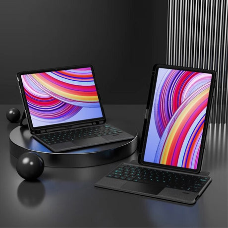 Калъф с Клавиатура за Xiaomi Redmi Pad 1/2 Pro 12.1, Keyboard Leather Case, Черен (9)