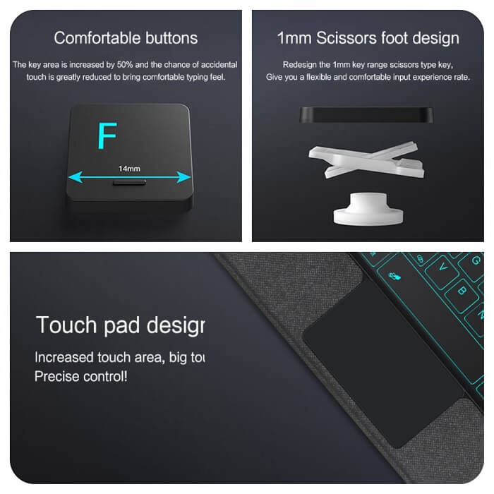 Калъф с Клавиатура за Xiaomi Redmi Pad 1/2 Pro 12.1, Keyboard Leather Case, Черен (4)