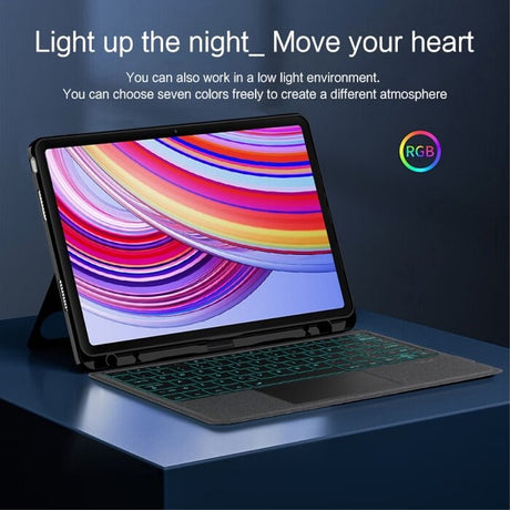 Калъф с Клавиатура за Xiaomi Redmi Pad 1/2 Pro 12.1, Keyboard Leather Case, Черен (6)