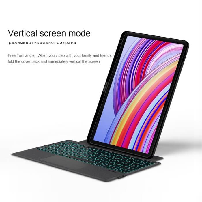 Калъф с Клавиатура за Xiaomi Redmi Pad 1/2 Pro 12.1, Keyboard Leather Case, Черен (5)