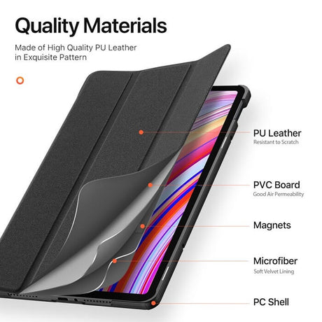 Калъф с Pen Поставка за Xiaomi Redmi Pad 1/2 Pro 12.1, Dux Ducis Domo Case, Черен (5)