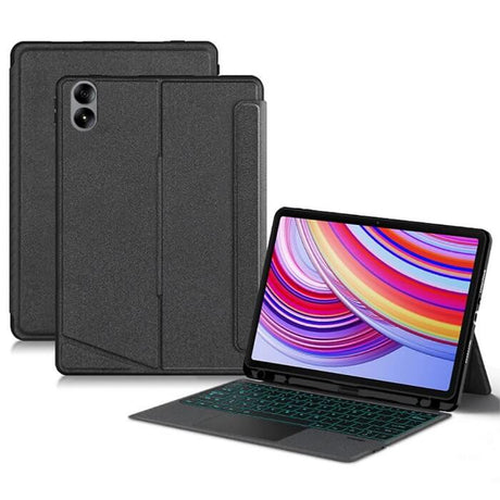Калъф с Клавиатура за Xiaomi Redmi Pad 1/2 Pro 12.1, Keyboard Leather Case, Черен