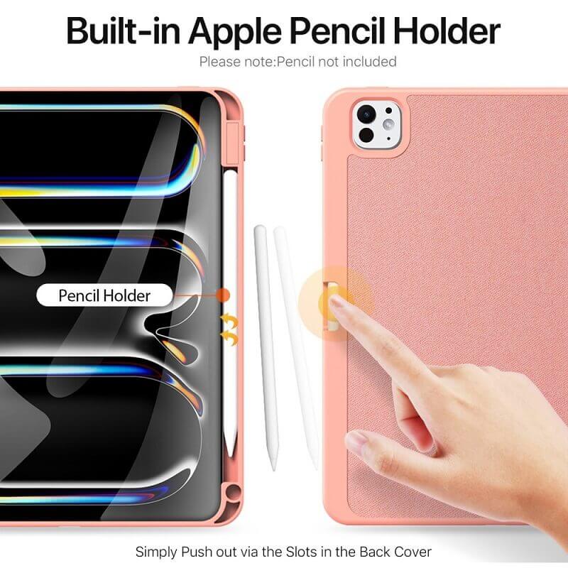 Калъф с Pen Поставка за iPad Pro 13 2025-2024, Dux Ducis Domo Case, Розов (4)