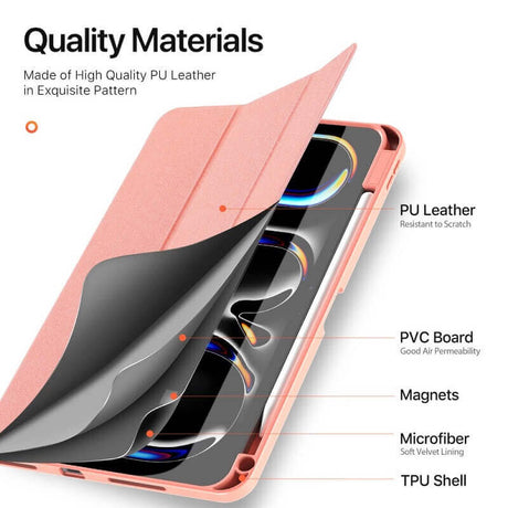 Калъф с Pen Поставка за iPad Pro 13 2025-2024, Dux Ducis Domo Case, Розов (8)