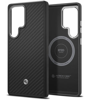 Magsafe Калъф за Samsung S25 Ultra, Spigen Enzo Aramid Case, Черен