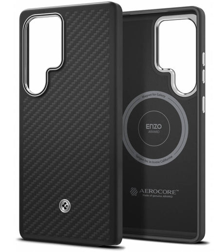 Magsafe Калъф за Samsung S25 Ultra, Spigen Enzo Aramid Case, Черен