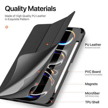Калъф с Pen Поставка за iPad Pro 11 2025-2024, Dux Ducis Domo Case, Черен (8)