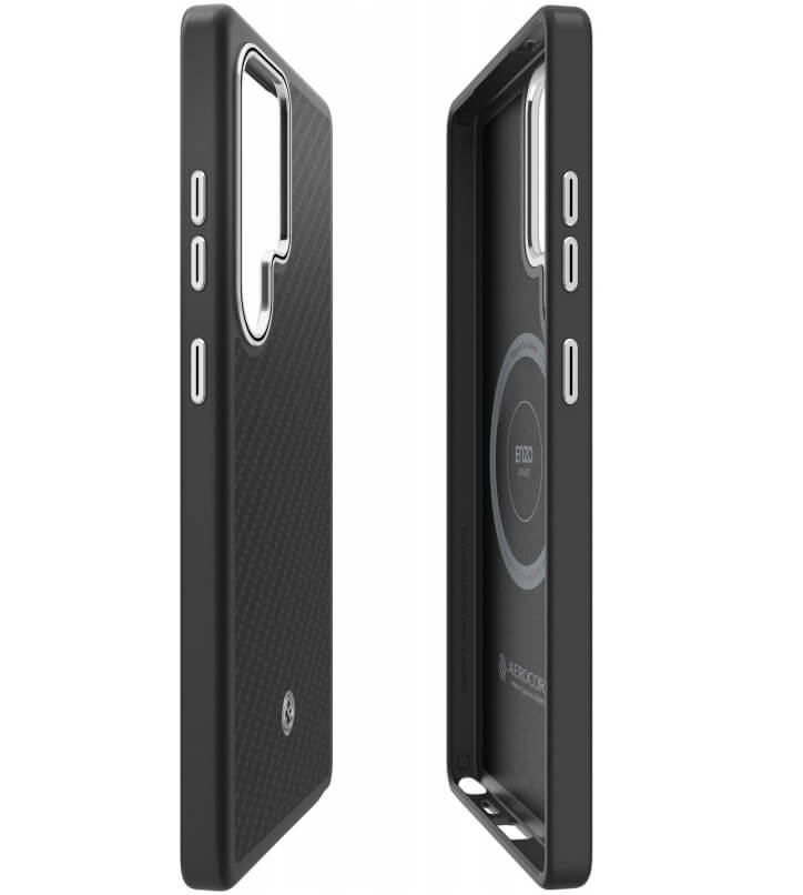 Magsafe Калъф за Samsung S25 Ultra, Spigen Enzo Aramid Case, Черен (5)