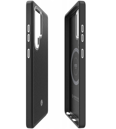 Magsafe Калъф за Samsung S25 Ultra, Spigen Enzo Aramid Case, Черен (5)