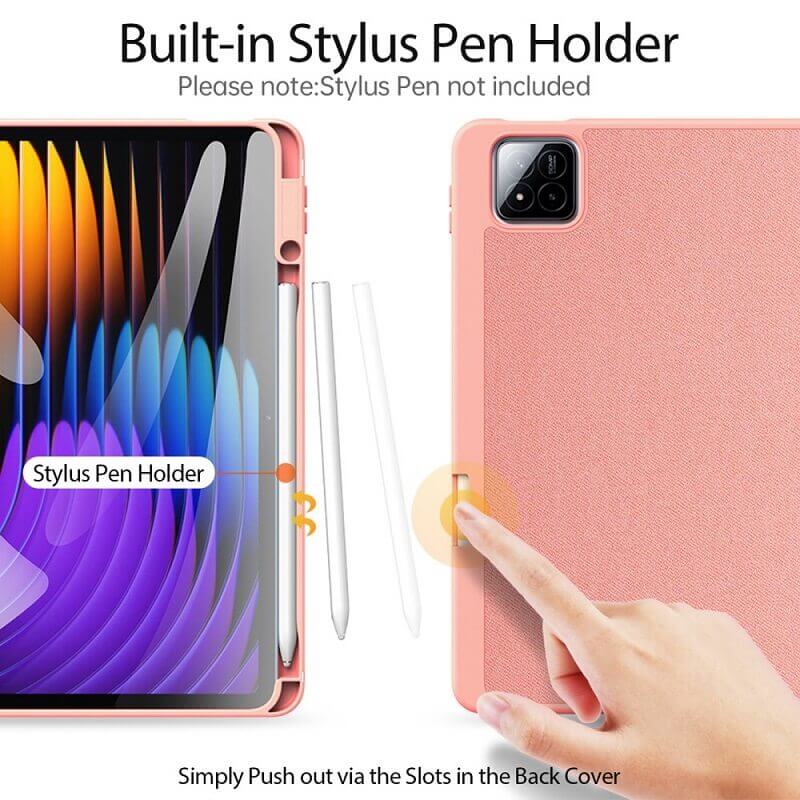 Калъф с Pen Поставка за Xiaomi Pad 8 Pro/ 8/ 7 Pro/ 7 11.2", Dux Ducis Domo Case, Розов (2)