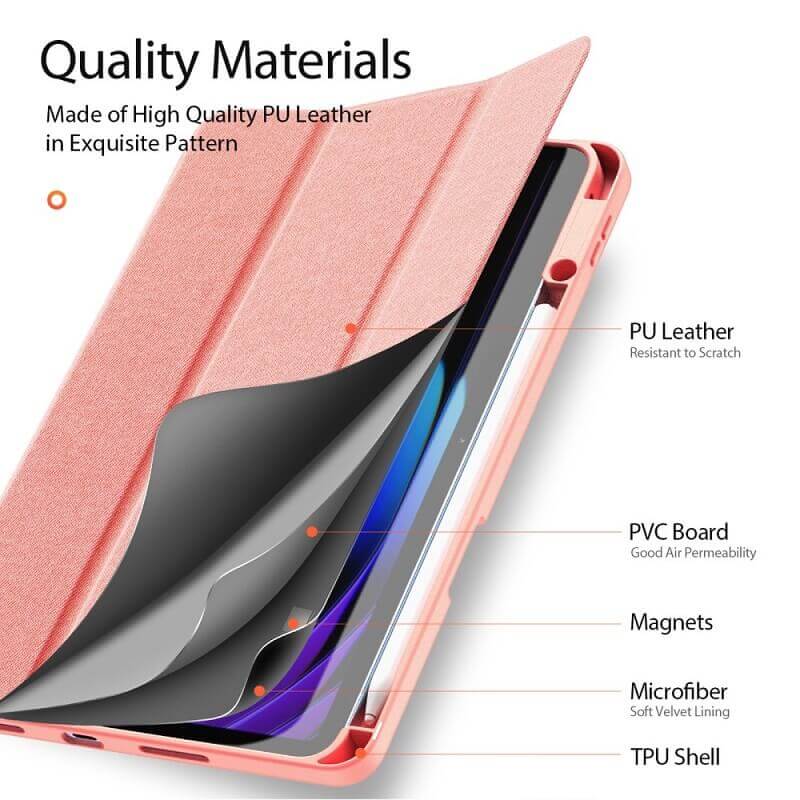 Калъф с Pen Поставка за Xiaomi Pad 8 Pro/ 8/ 7 Pro/ 7 11.2", Dux Ducis Domo Case, Розов (5)